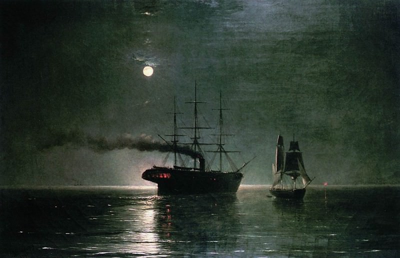Корабли в ночной тишине 1888 35х54, Иван Константинович Айвазовский