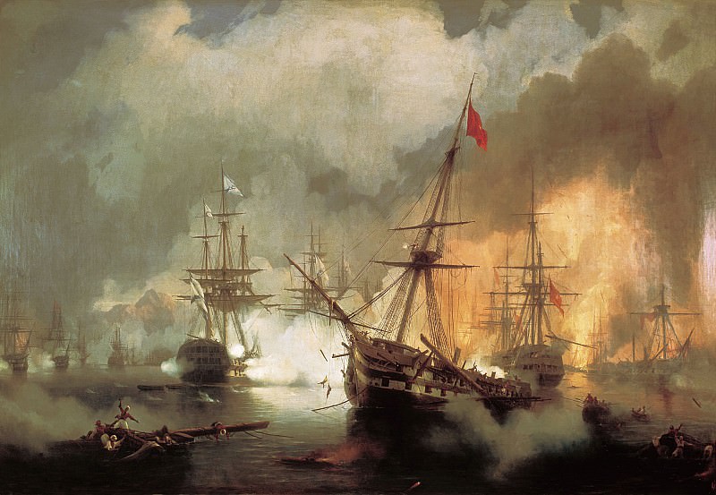 Sea battle at Navarino on October 2nd. 1827g. 1846 222h334, Ivan Konstantinovich Aivazovsky