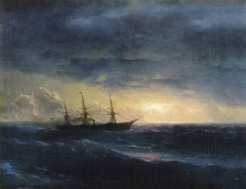 cruiser in the sea at night 23h50, Ivan Konstantinovich Aivazovsky