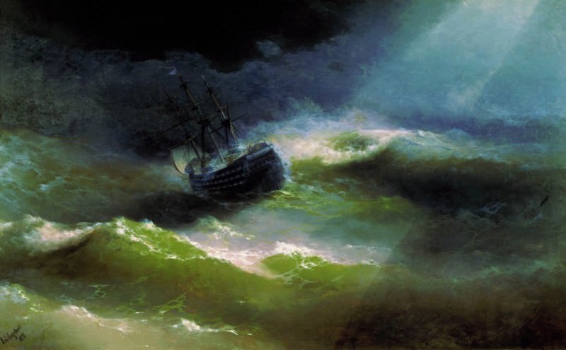 Ship Empress Maria during a storm in 1892 224h354, Ivan Konstantinovich Aivazovsky