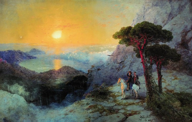 A. Pushkin at the top of the Ai-Petri at sunrise 1899 135h250, Ivan Konstantinovich Aivazovsky