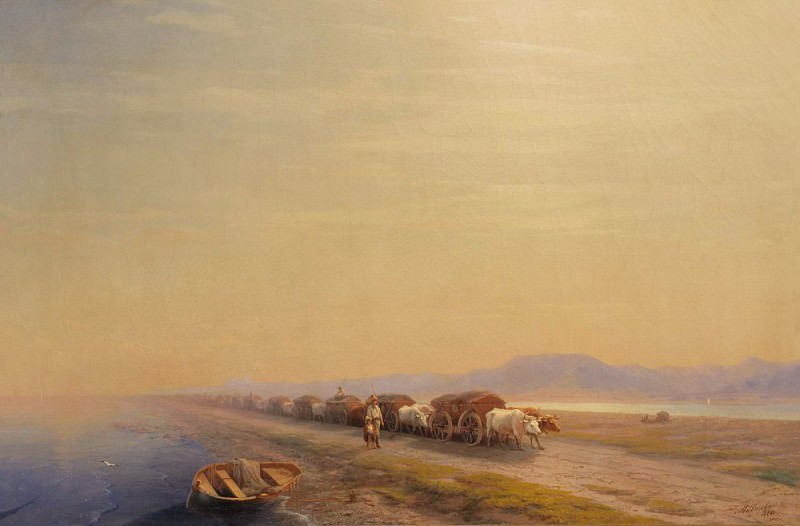 Oxen on the isthmus 1860, Ivan Konstantinovich Aivazovsky