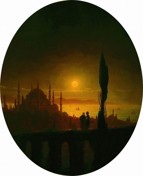 Moonlit night beside the sea in 1847 64,5 X52, 5, Ivan Konstantinovich Aivazovsky