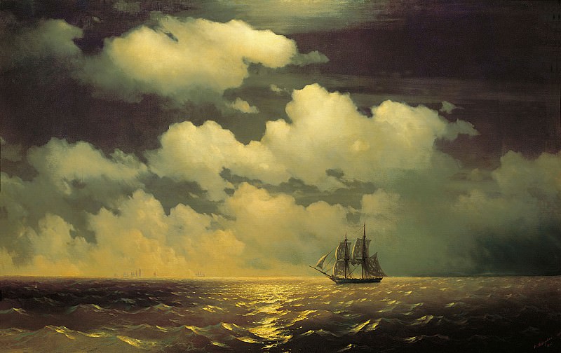 Brig Mercury after the victory over two Turkish vessels with the Russian fleet in 1848, Ivan Konstantinovich Aivazovsky