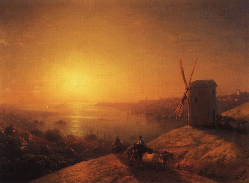 Mill on the river bank. Ukraine 1880 32,3 h43, 8, Ivan Konstantinovich Aivazovsky