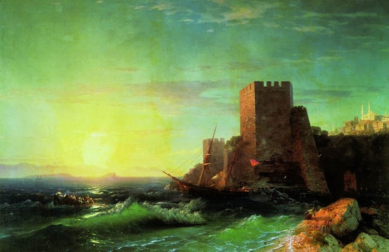Towers on a rock near the Bosphorus 1859 107h161, Ivan Konstantinovich Aivazovsky
