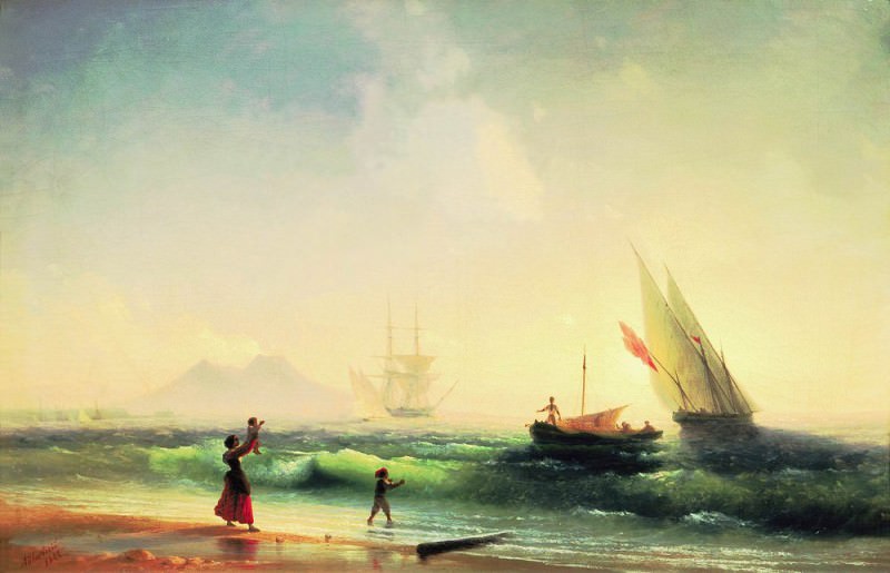 Meeting fishermen on the shore of the Bay of Naples 1842 58h85, Ivan Konstantinovich Aivazovsky