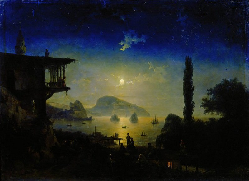 Moonlit Night in the Crimea. Gurzuf 1839 101h136, 5, Ivan Konstantinovich Aivazovsky