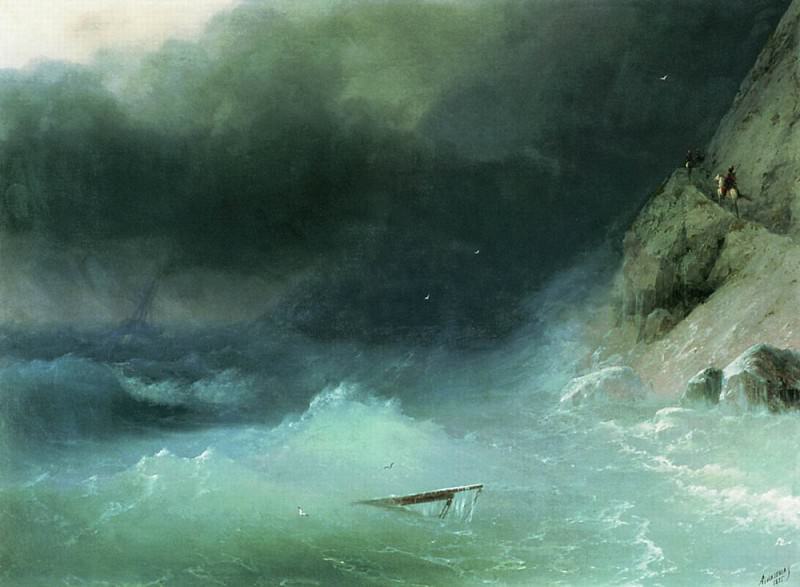 Storm at rocky shores 73h102 1875, Ivan Konstantinovich Aivazovsky