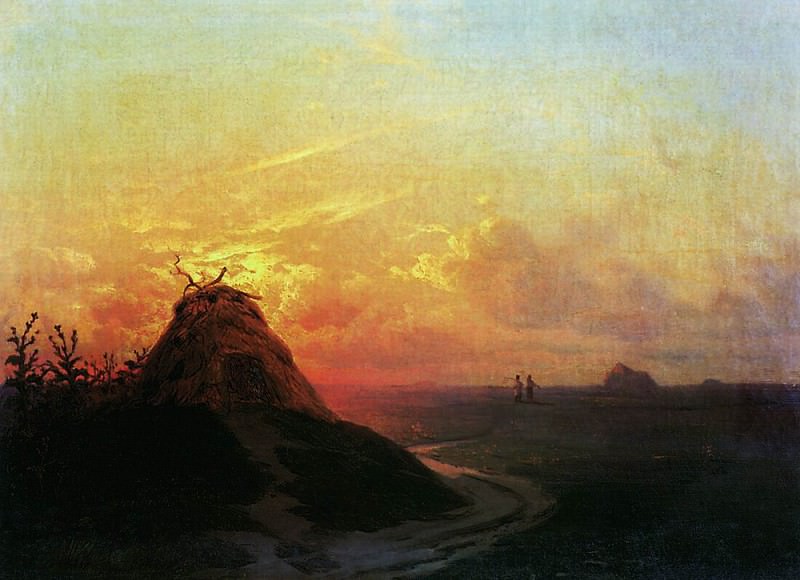 Сжатое поле. Закат 1861 26х36, Иван Константинович Айвазовский