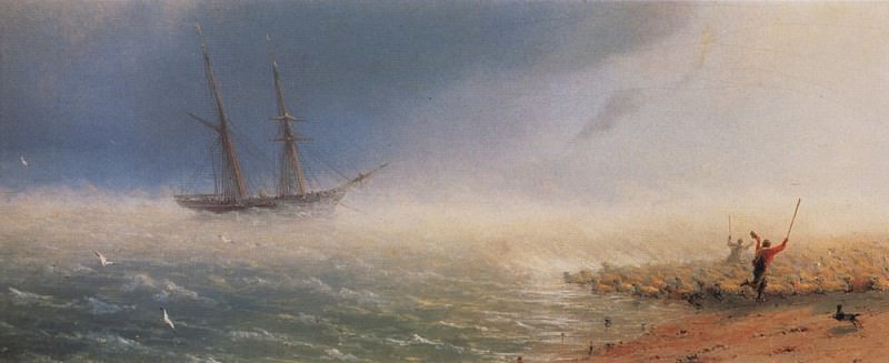 Sheep, chops storm at sea in 1855 13h35, 3, Ivan Konstantinovich Aivazovsky