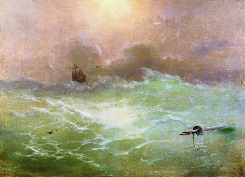 ship in a storm in 1896 79h97, Ivan Konstantinovich Aivazovsky