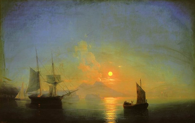 Bay of Naples by Moonlight 1858 121h191, Ivan Konstantinovich Aivazovsky