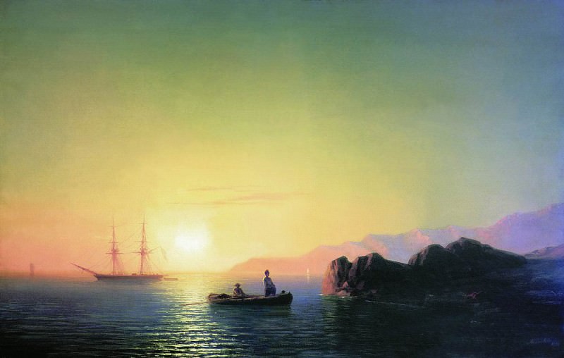 Sunset at the Crimean coast in 1856 58,5 h83, 7, Ivan Konstantinovich Aivazovsky