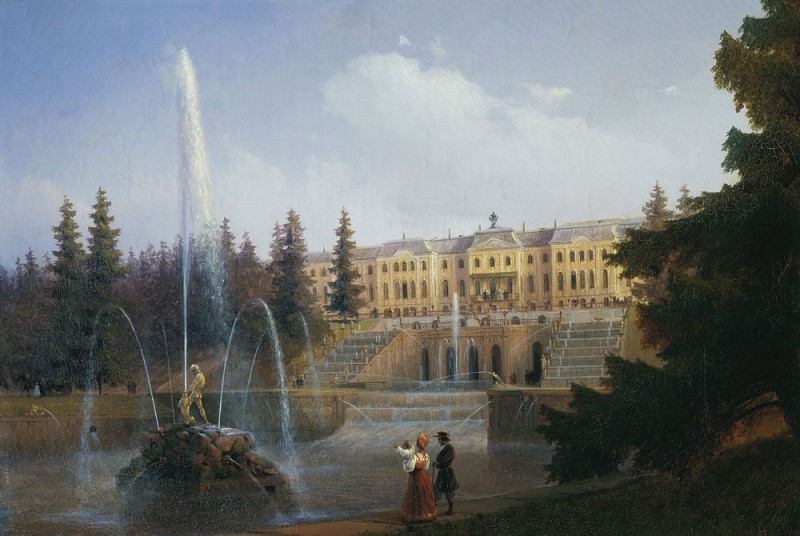 Вид на Большой Каскад и Большой Петергофский дворец 1837, Иван Константинович Айвазовский