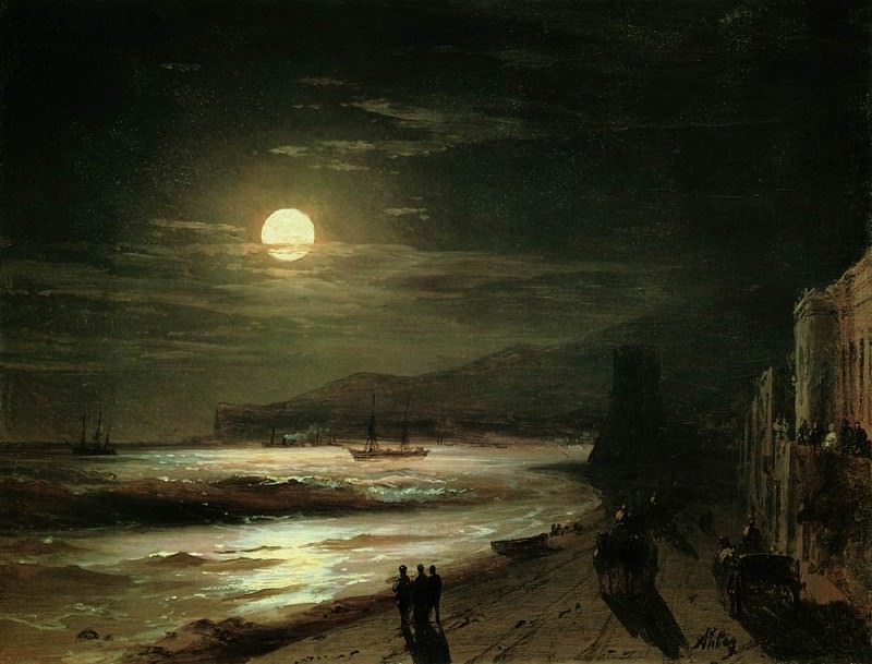 Moonlit Night. Seashore 1885 18h23, 9, Ivan Konstantinovich Aivazovsky
