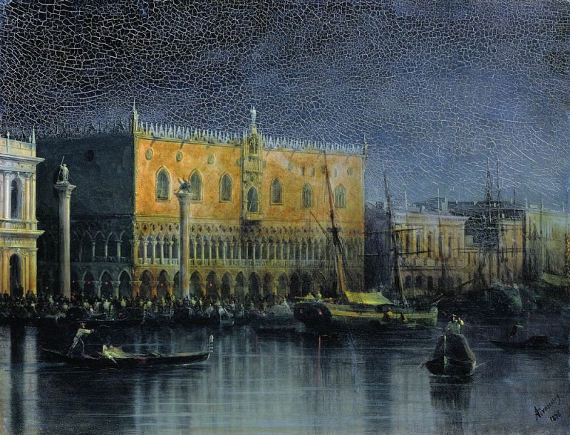 Palace rains in Venice by moonlight, 1878 34h44, Ivan Konstantinovich Aivazovsky