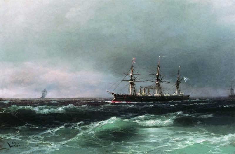 Корабль в море 1870-е 28х40, Иван Константинович Айвазовский