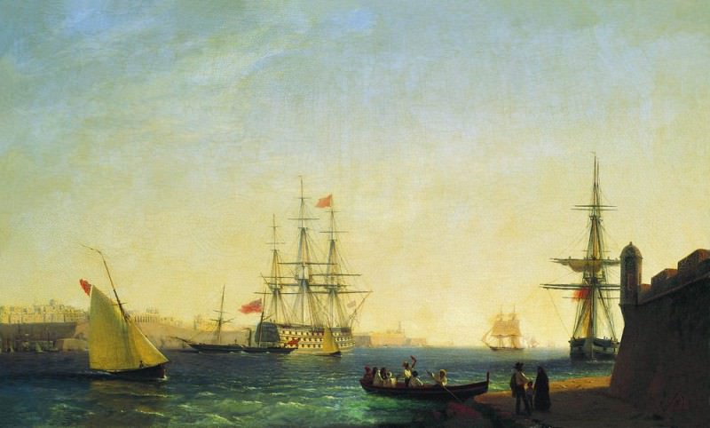Port of La Valletta on the island of Malta in 1844 61h101, Ivan Konstantinovich Aivazovsky