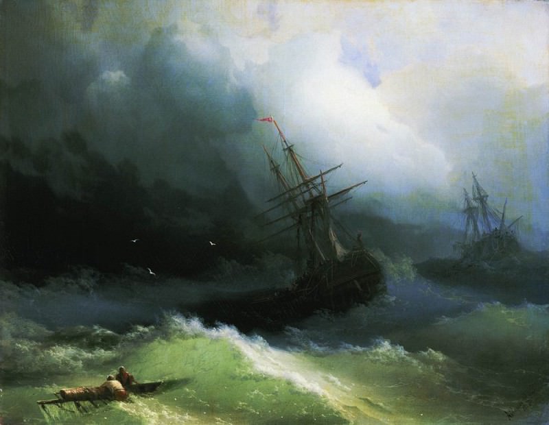 Ships on the stormy sea 1866 61h78, 2, Ivan Konstantinovich Aivazovsky