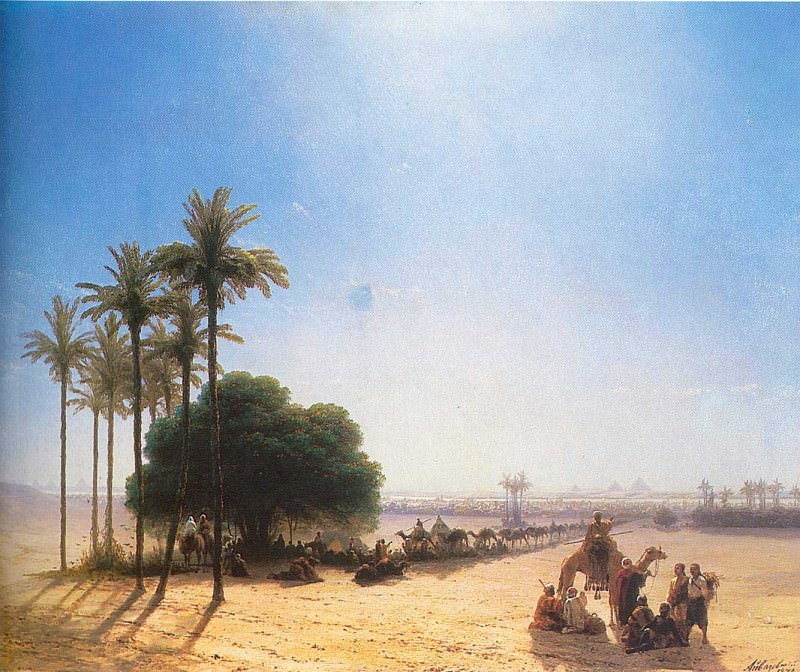 Caravan in the oasis. Egypt, Ivan Konstantinovich Aivazovsky