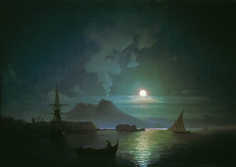 Naples by Moonlight. Vesuvius 1870 62h80, Ivan Konstantinovich Aivazovsky