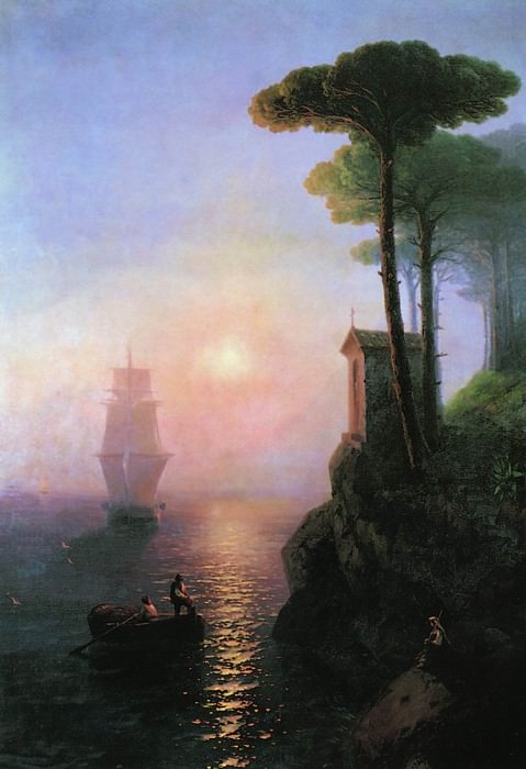 Foggy morning in Italy 1864 208h149, Ivan Konstantinovich Aivazovsky