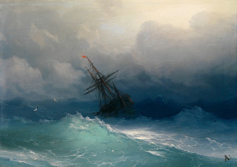Ship on Stormy Seas, Ivan Konstantinovich Aivazovsky