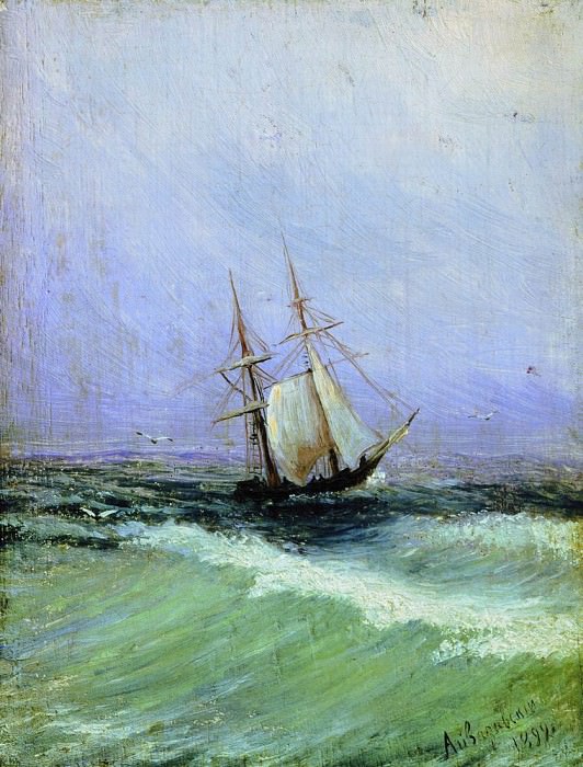 Marina 1892. Wood 1892 14,6 x11, 2, Ivan Konstantinovich Aivazovsky
