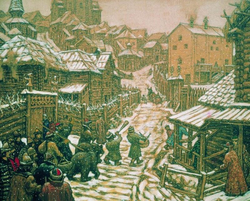 Медведчики . Старая Москва. 1911, Аполлинарий Михайлович Васнецов