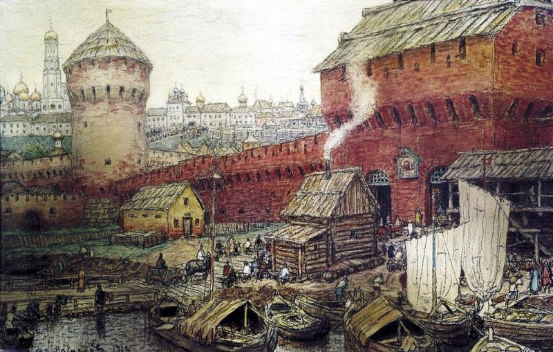 Spassky Water Gate Chinatown in the XVII century. 1922, Apollinaris M. Vasnetsov