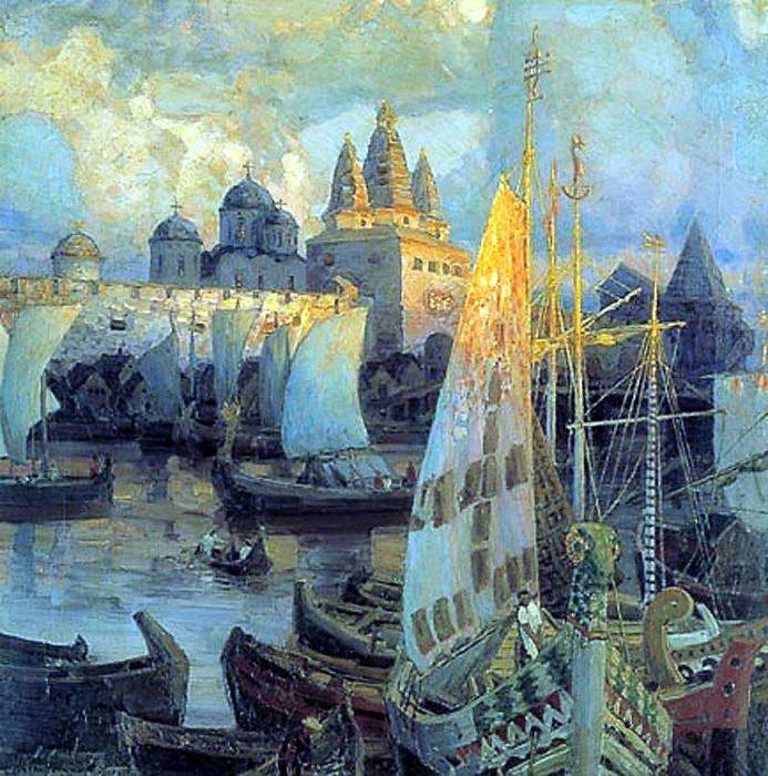 Варяжские корабли в Великом Новгороде. 1902, Аполлинарий Михайлович Васнецов