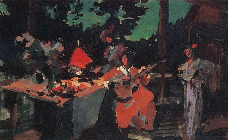 Terrace. Evening at the cottage. 1901, Konstantin Alekseevich Korovin