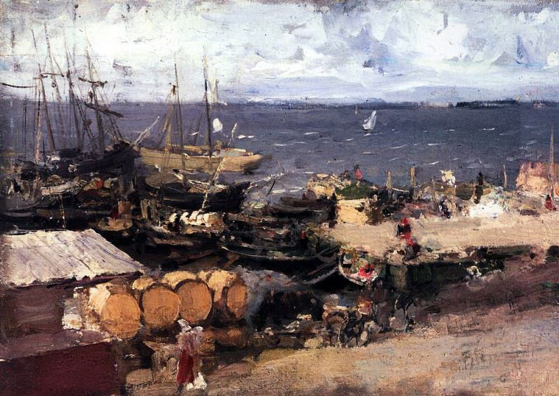 port of Archangel on the Dvina. 1894, Konstantin Alekseevich Korovin