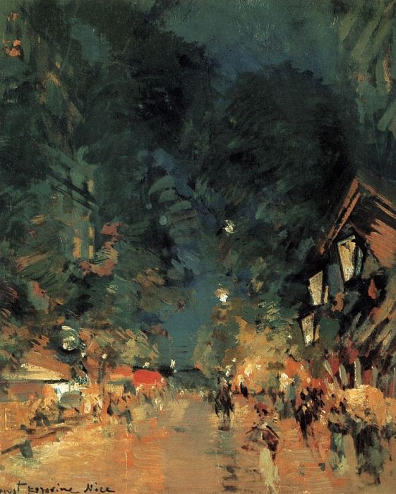 Nice. The street at night. 1909, Konstantin Alekseevich Korovin