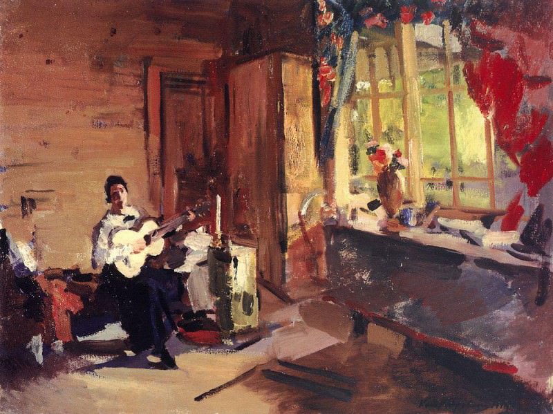 Girl with a guitar. 1916, Konstantin Alekseevich Korovin