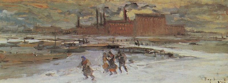 Landscape with factory buildings. Moscow. 1908, Konstantin Alekseevich Korovin