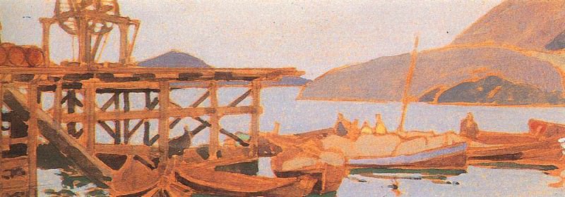 Pier at the factory in Murmansk. 1900, Konstantin Alekseevich Korovin