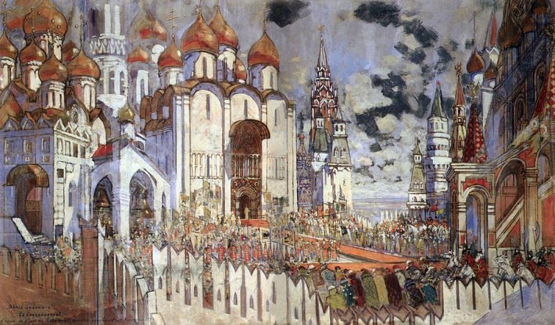 Boris Godunov. Coronation. 1934, Konstantin Alekseevich Korovin