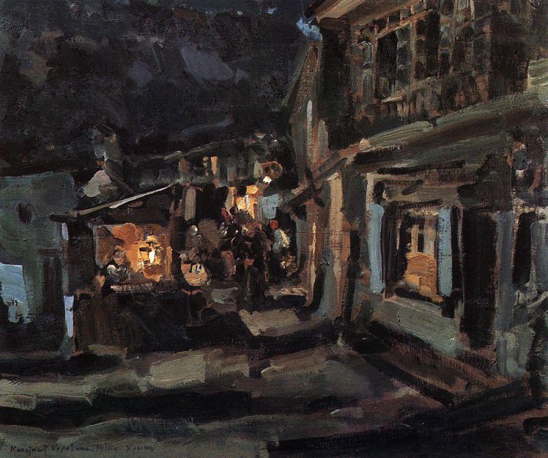 Tatar street in Yalta. Night. 1910, Konstantin Alekseevich Korovin