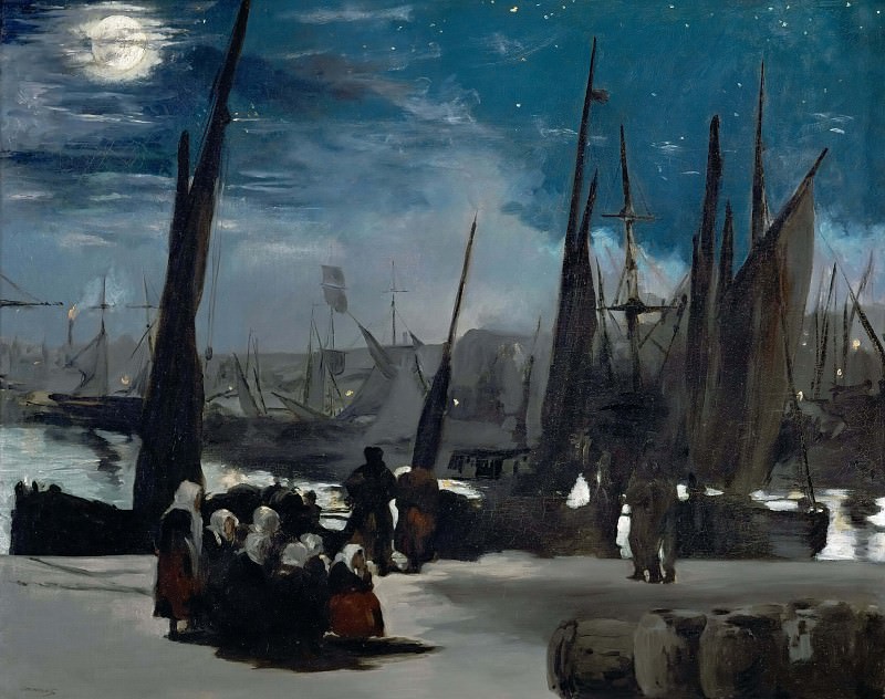 Moonlight over Bologne Harbor, Édouard Manet