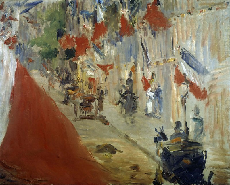 Улица Монье с флагами, Эдуард Мане