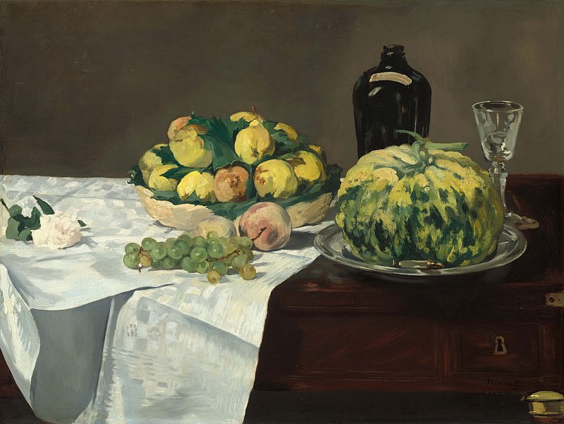 Still Life with Melon and Peaches, Édouard Manet