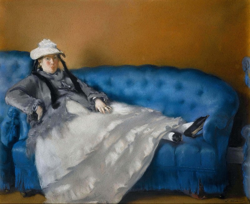 Madame Manet on Blue Sofa