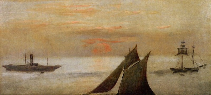 Boats at Sea. Sunset, Édouard Manet