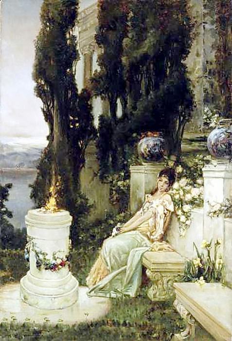 A lady on a marble bench in Ancient Rome, Wilhelm Kotarbiński