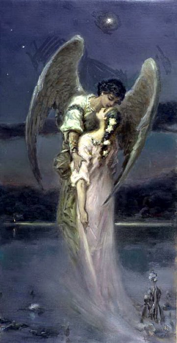 Девушка с ангелом, частная коллекция, Вильгельм Александрович Котарбинский
