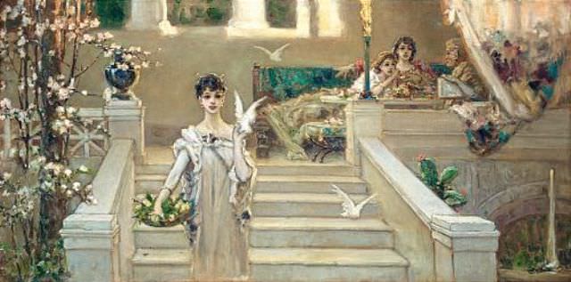 Римская красавица с голубями, Вильгельм Александрович Котарбинский