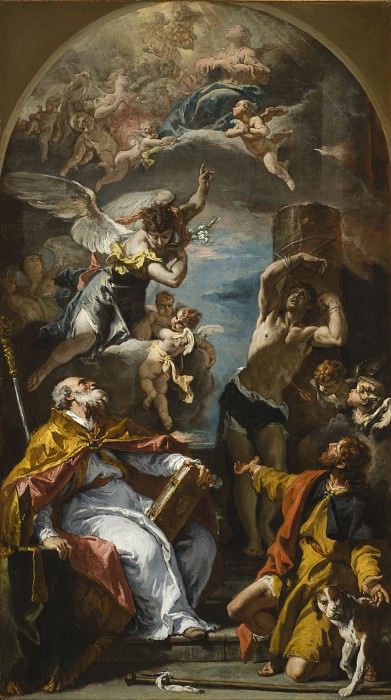 Sebastiano Ricci – A Glory of the Virgin with the Archangel Gabriel and Saints Eusebius, Roch, and Sebastian, Los Angeles County Museum of Art (LACMA)