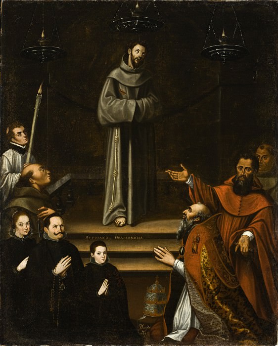 Antonio Montufar – Saint Francis of Assisi Appearing before Pope Nicholas V, with Donors , Los Angeles County Museum of Art (LACMA)